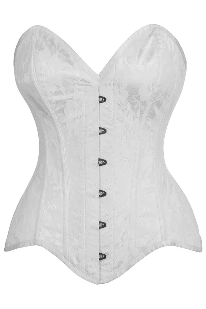 lace up layered corset（white,F） Sexy Women's Fashion Lace up Overbust Corset Plus Size Waist